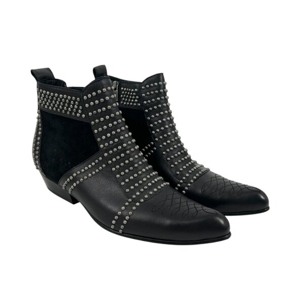 Anine Bing Charlie Black Studded Leather Ankle Boots